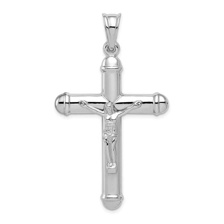 Silver Rhodium Polished Latin Crucifix Pendant