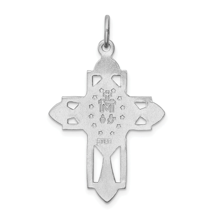 Sterling Silver Miraculous Medal Cross Pendant