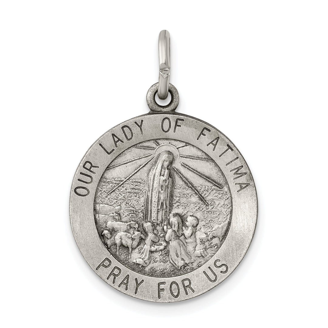 Sterling Silver Antiqued Our Lady of Fatima Medal