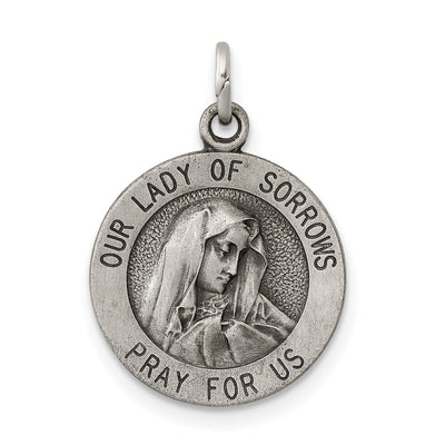 Sterling Silver Antiqued Our Lady of Sorrows Medal at $ 14.62 only from Jewelryshopping.com