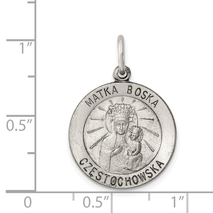 Sterling Silver Antiqued Matka Boska Medal