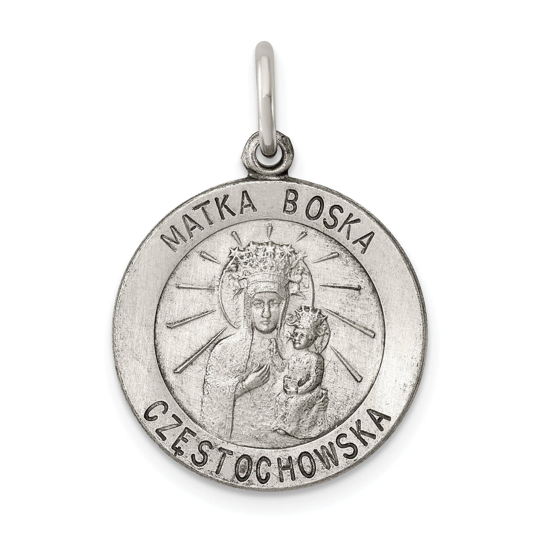 Sterling Silver Antiqued Matka Boska Medal