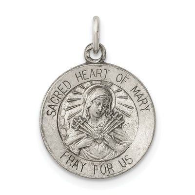 Sterling Silver Antiqued Sacred Heart of Mary Meda at $ 14.62 only from Jewelryshopping.com