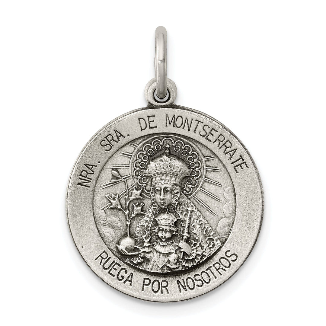 Sterling Silver Antiqued Montserrate Medal