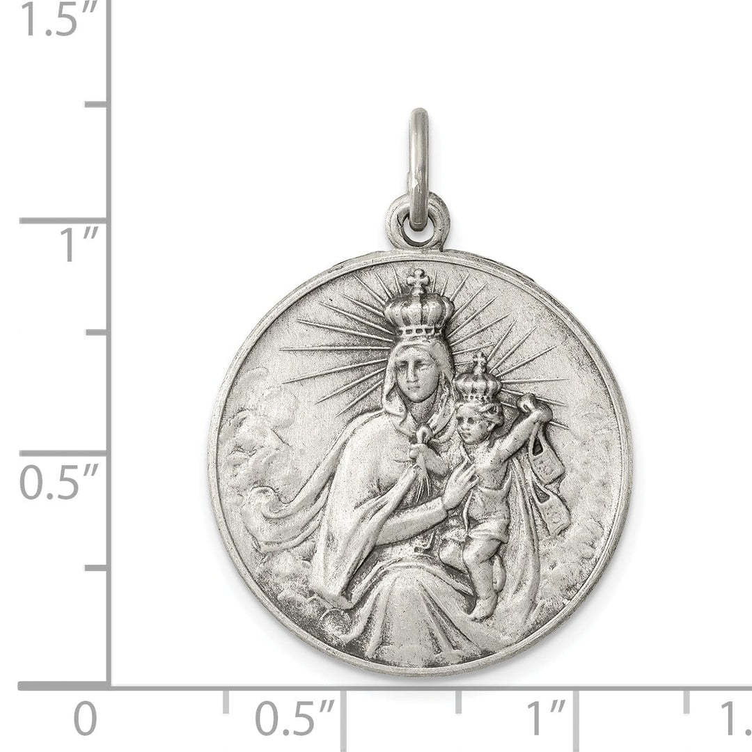 Sterling Silver Antiqued Our Lady of the Holy Scap