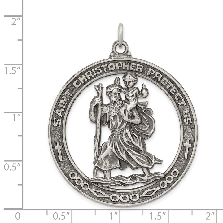 Sterling Silver Antiqued Saint Christopher Medal