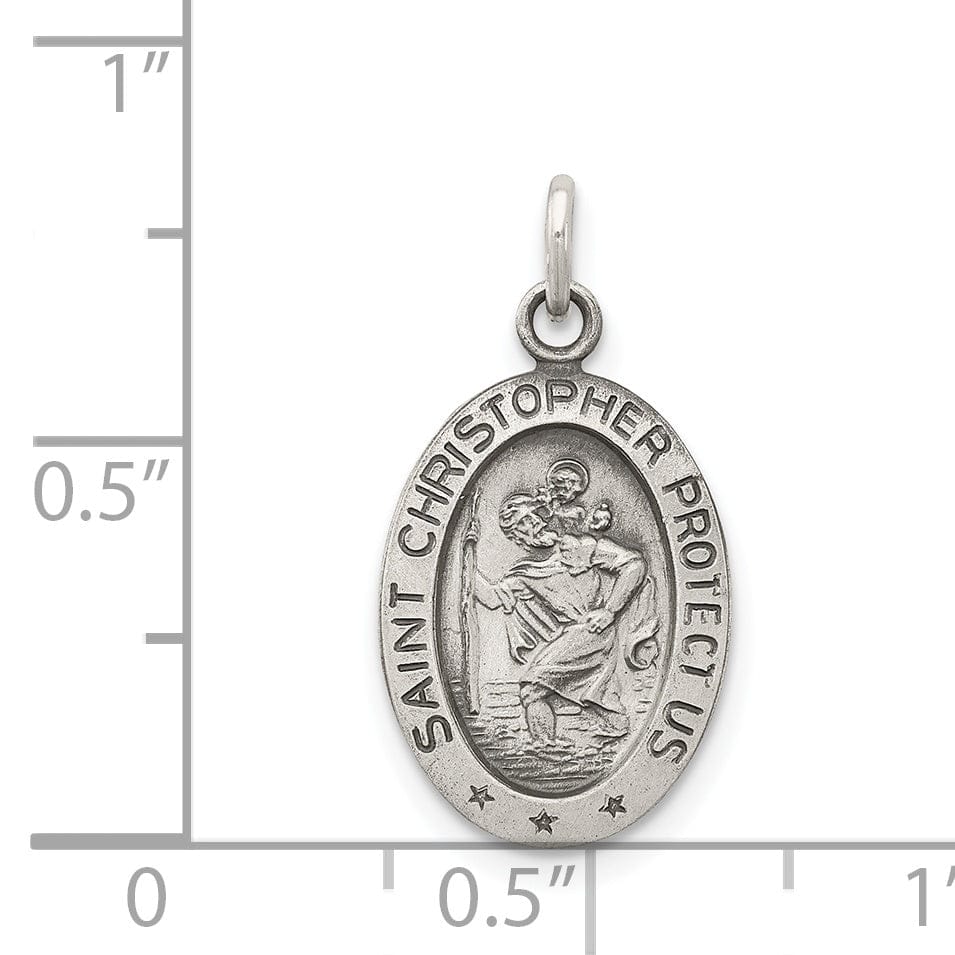 Sterling Silver Antiqued Saint Christopher Medal