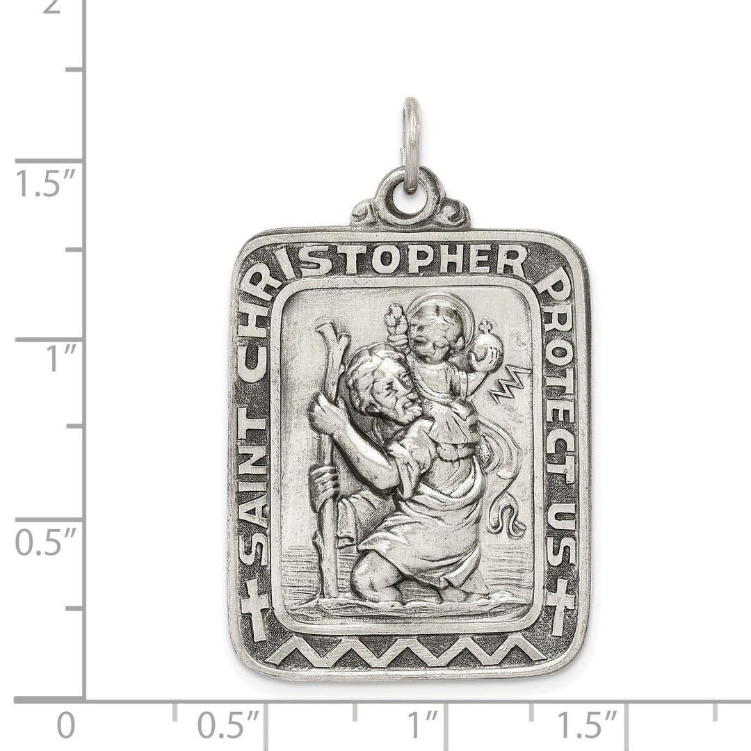 Sterling Silver Antiqued Saint Christopher Medal