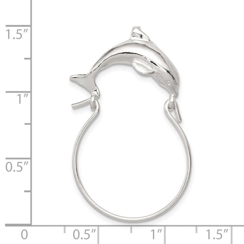 Silver Polished Dolphin Charm Holder Pendant