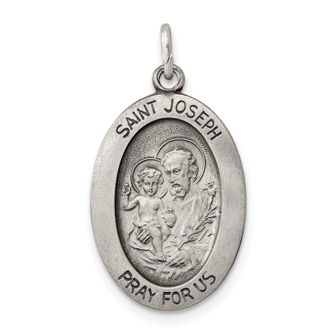 925 Sterling Silver Antiqued Saint Joseph Medal Pendant