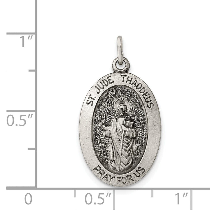 Sterling Silver Antiqued Saint Jude Thaddeus Medal