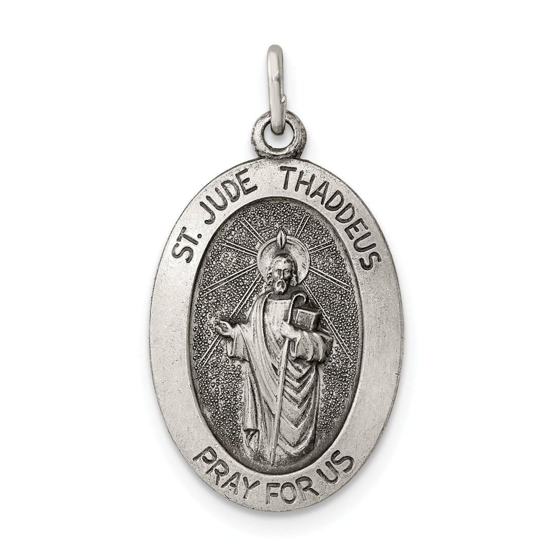 Sterling Silver Antiqued Saint Jude Thaddeus Medal