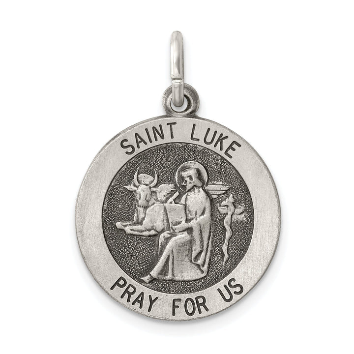 Sterling Silver Antiqued Saint Luke Medal