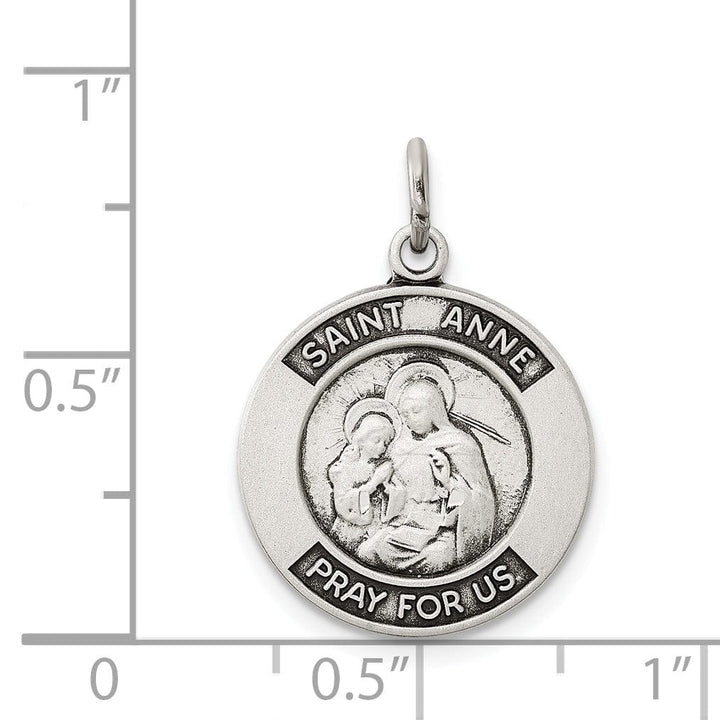 Sterling Silver Oxidized Saint Anne Medal