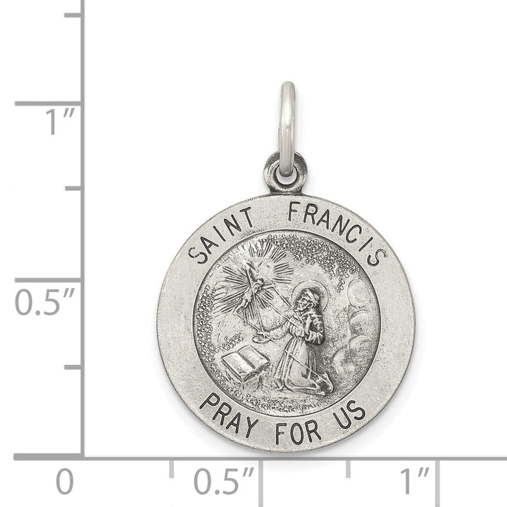 Sterling Silver Antiqued Saint Francis Medal