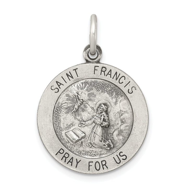 Sterling Silver Antiqued Saint Francis Medal