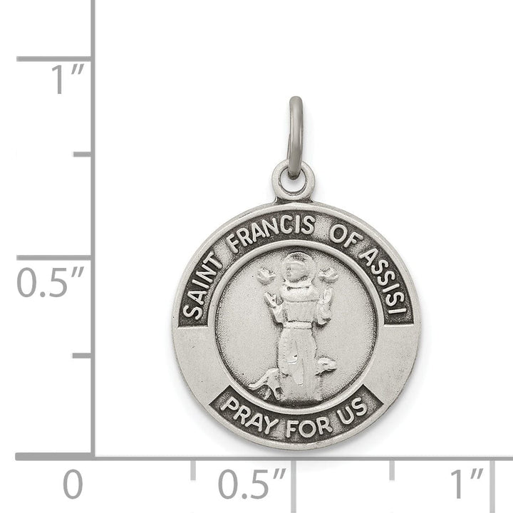Silver Oxidized Saint Francis of Assisi Medal