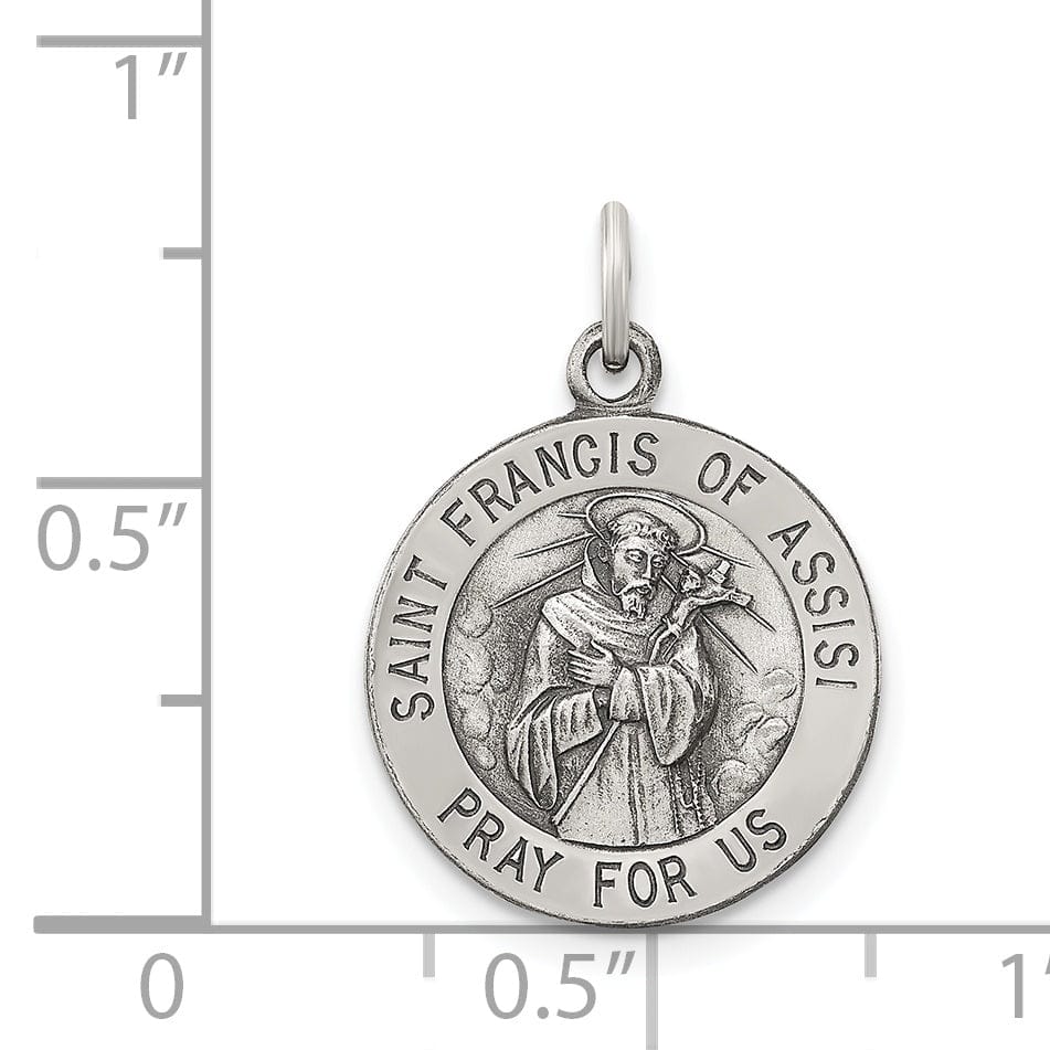 Silver Antiqued Saint Francis of Assisi Medal