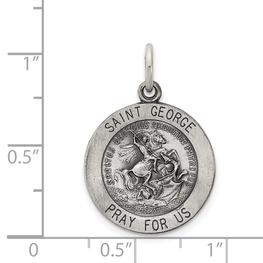 Sterling Silver Antiqued Saint George Medal