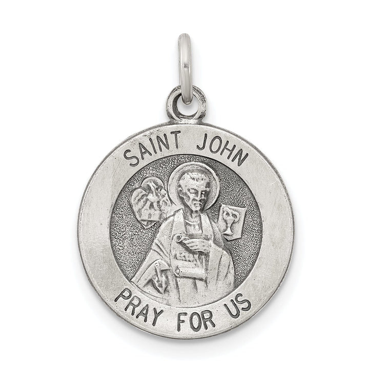 Sterling Silver Antiqued Saint John Medal