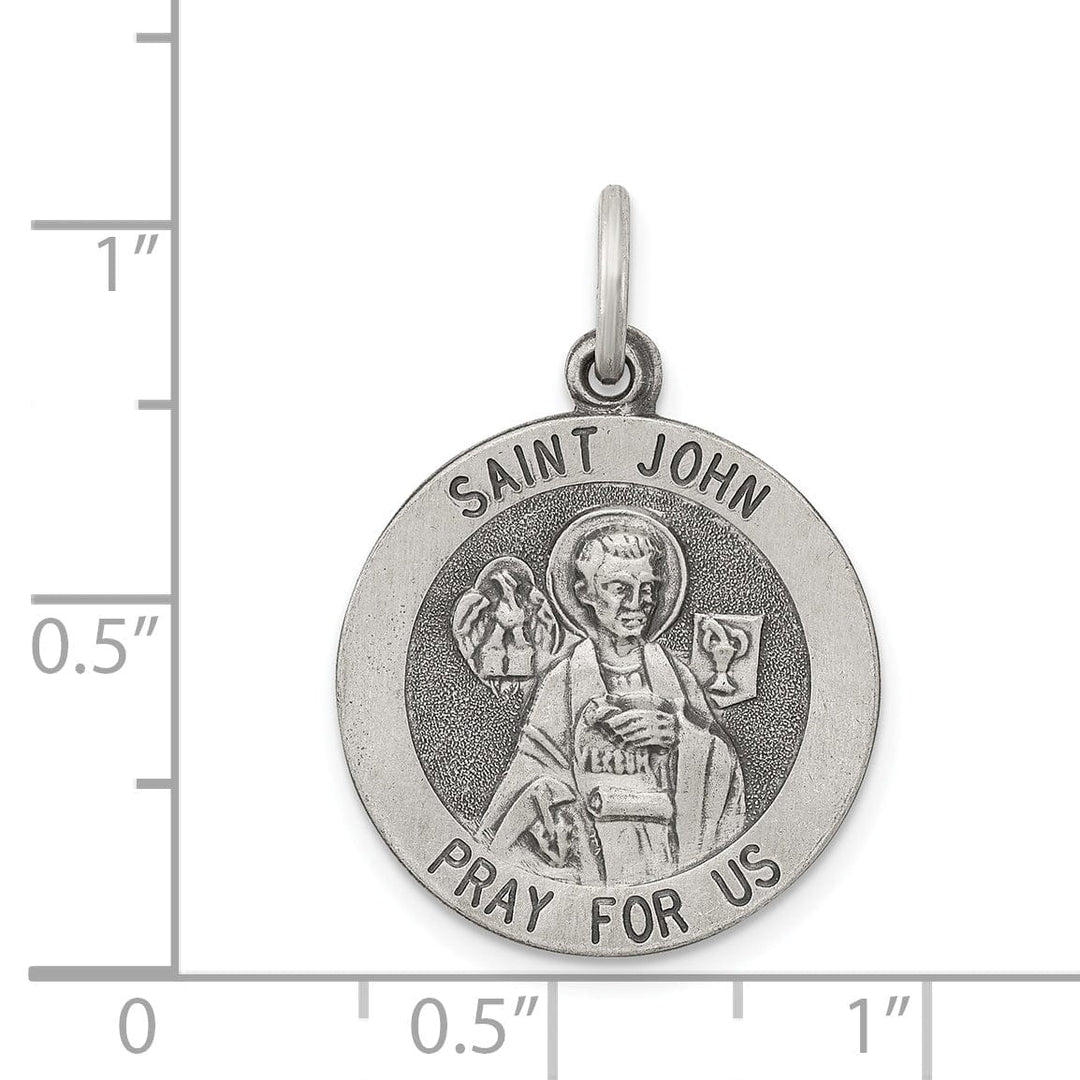 Sterling Silver Antiqued Saint John Medal