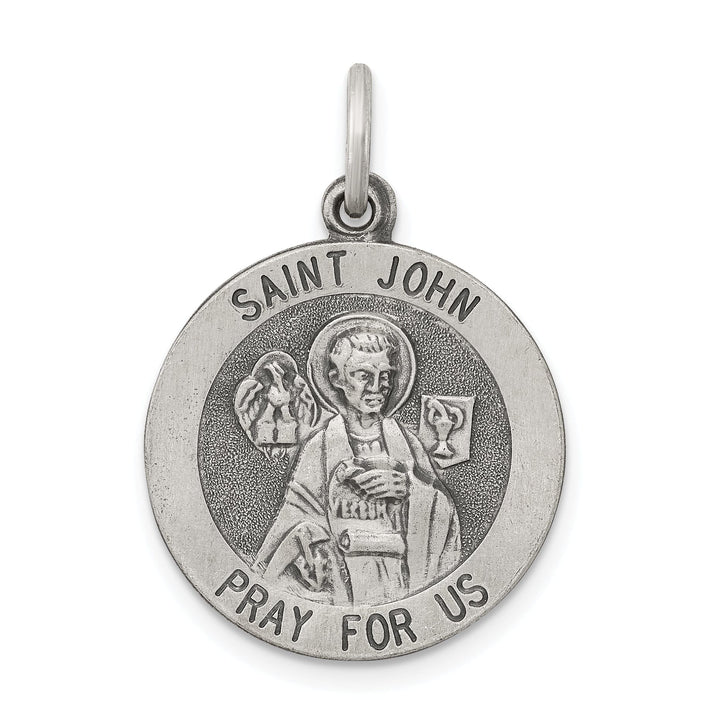 Sterling Silver Antiqued Saint John Medal