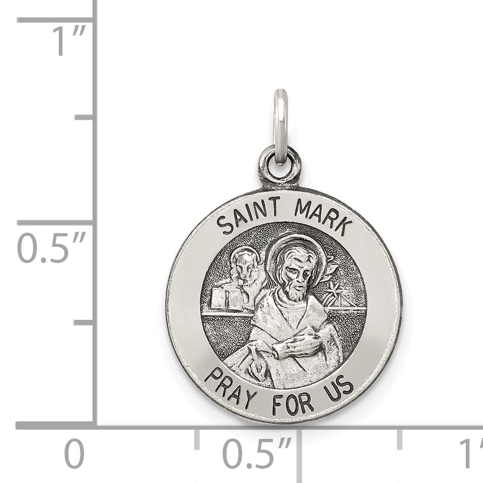 Sterling Silver Antiqued Saint Mark Medal