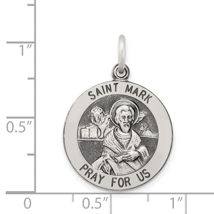 Sterling Silver Antiqued Saint Mark Medal