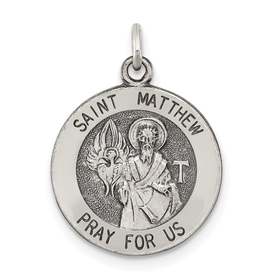 Sterling Silver Antiqued Saint Matthew Medal