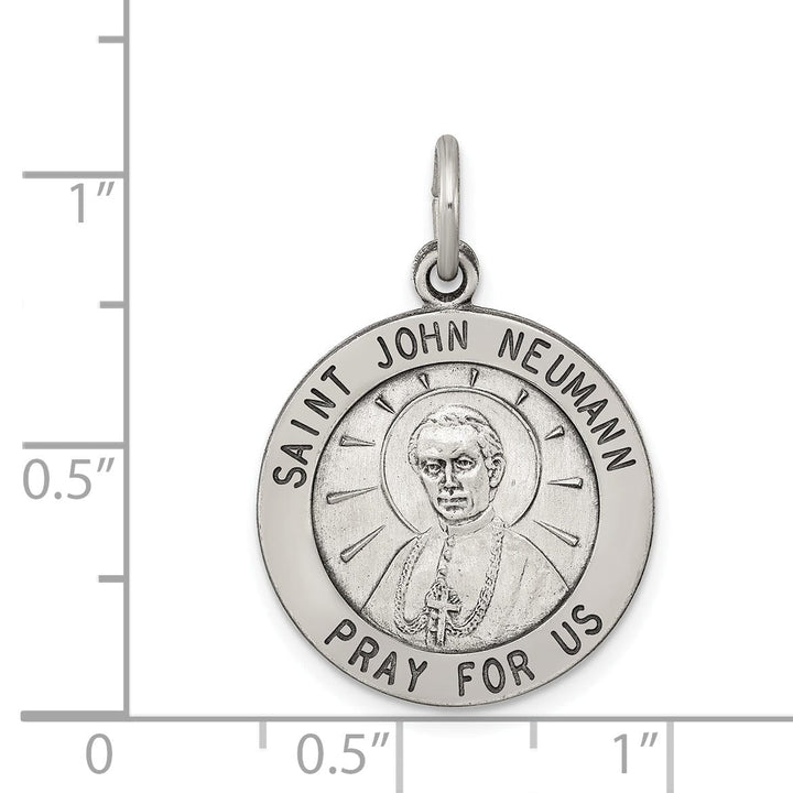 Sterling Silver Antiqued Saint John Neuman Medal