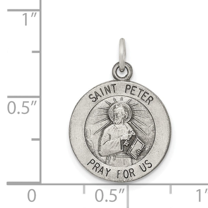 Sterling Silver Antiqued Saint Peter Medal