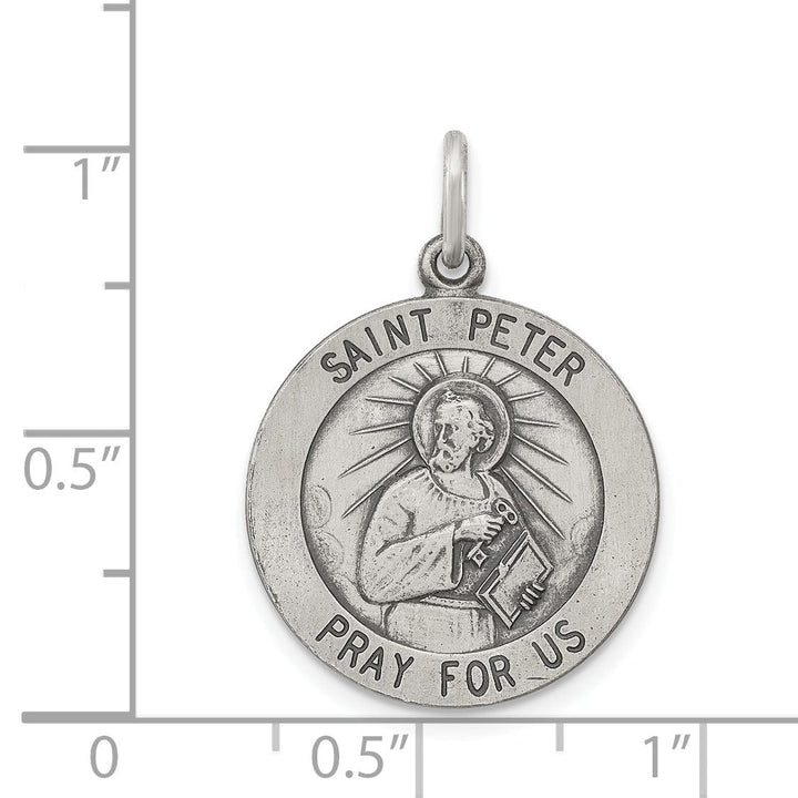 Sterling Silver Antiqued Saint Peter Medal