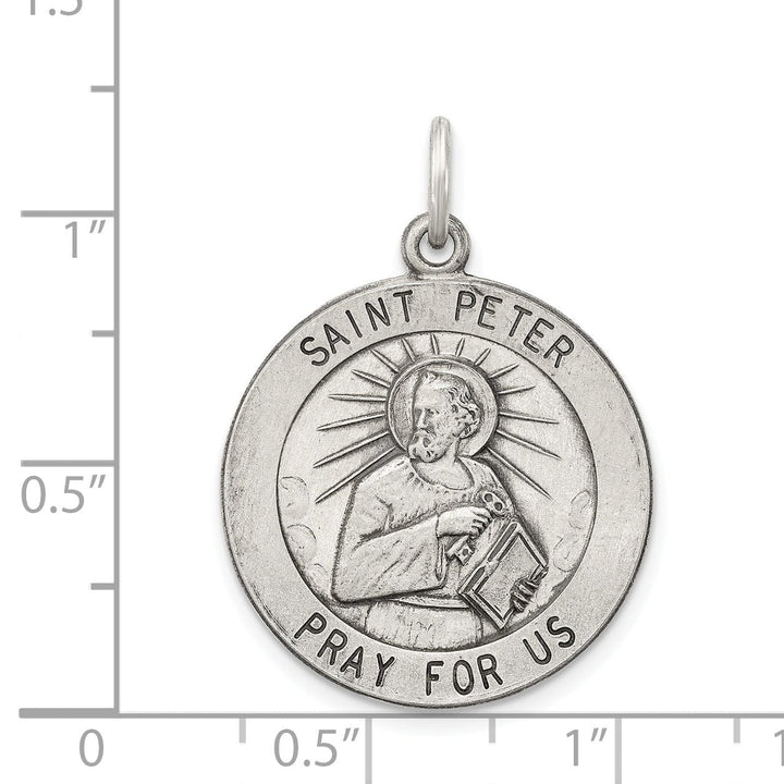 Sterling Silver Antiqued Saint Peter Medal