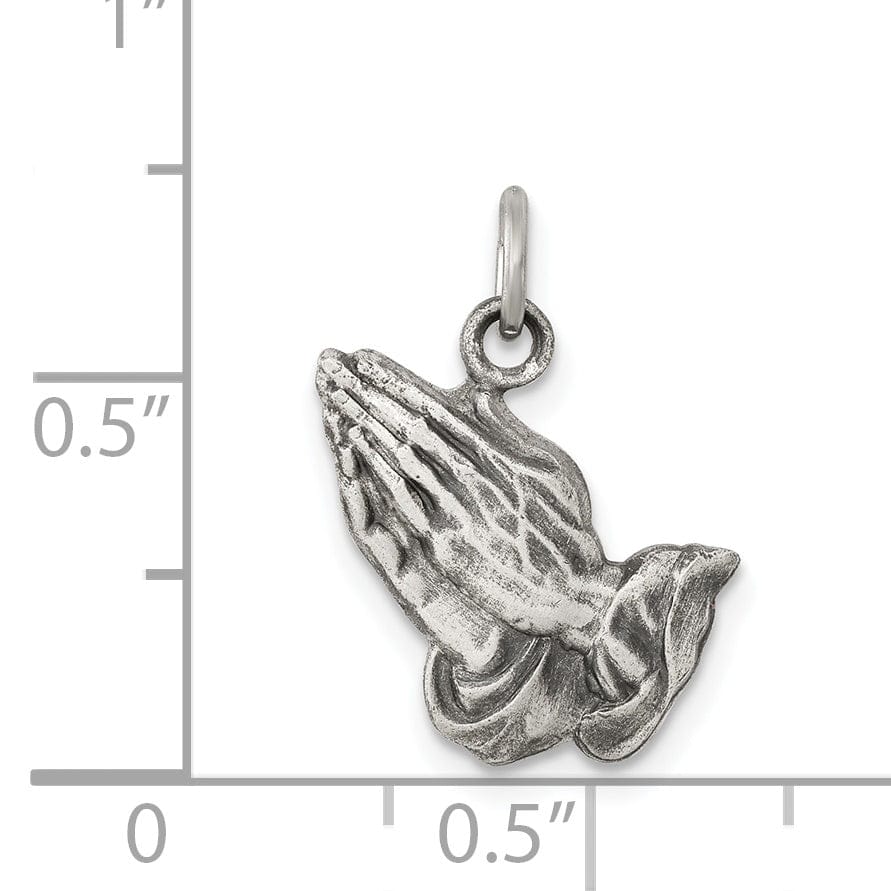 Sterling Silver Antiqued Praying Hands Charm