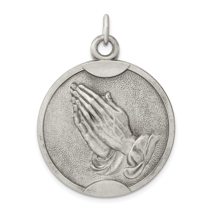 Sterling Silver Antiqued Praying Hands Pendant