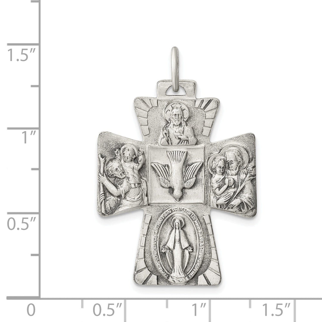 Sterling Silver Antiqued 4-way Medal