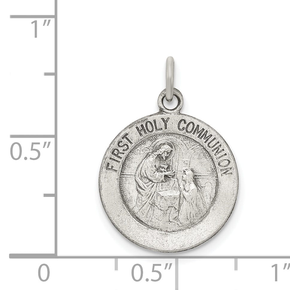 Silver Antiqued First Holy Communion Medal