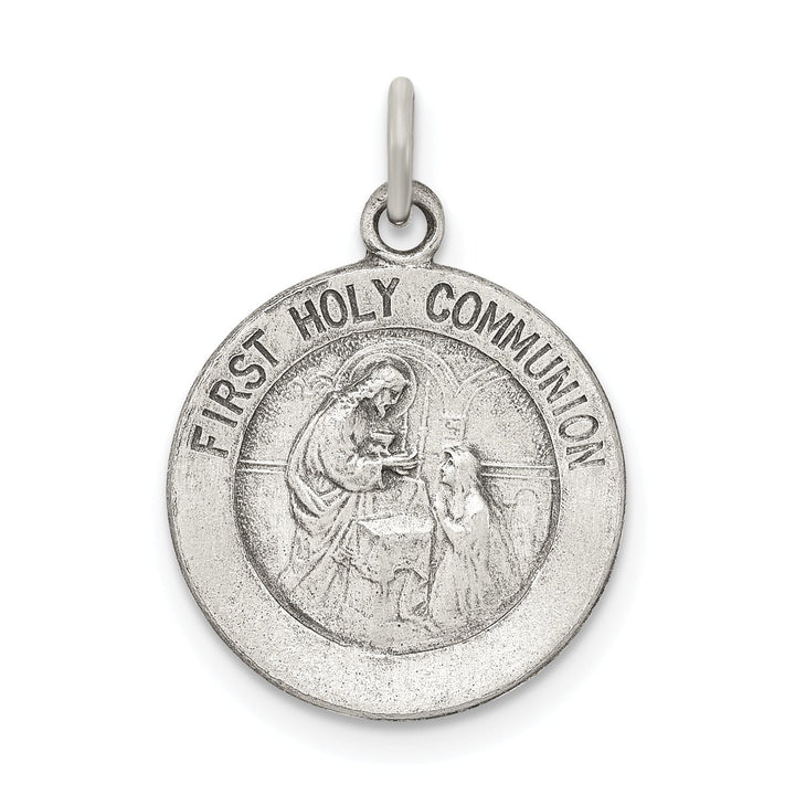 Silver Antiqued First Holy Communion Medal