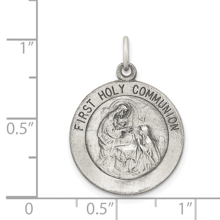 Silver Antiqued First Holy Communion Medal