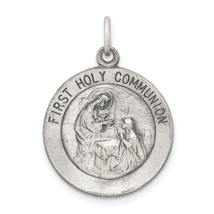 Silver Antiqued First Holy Communion Medal