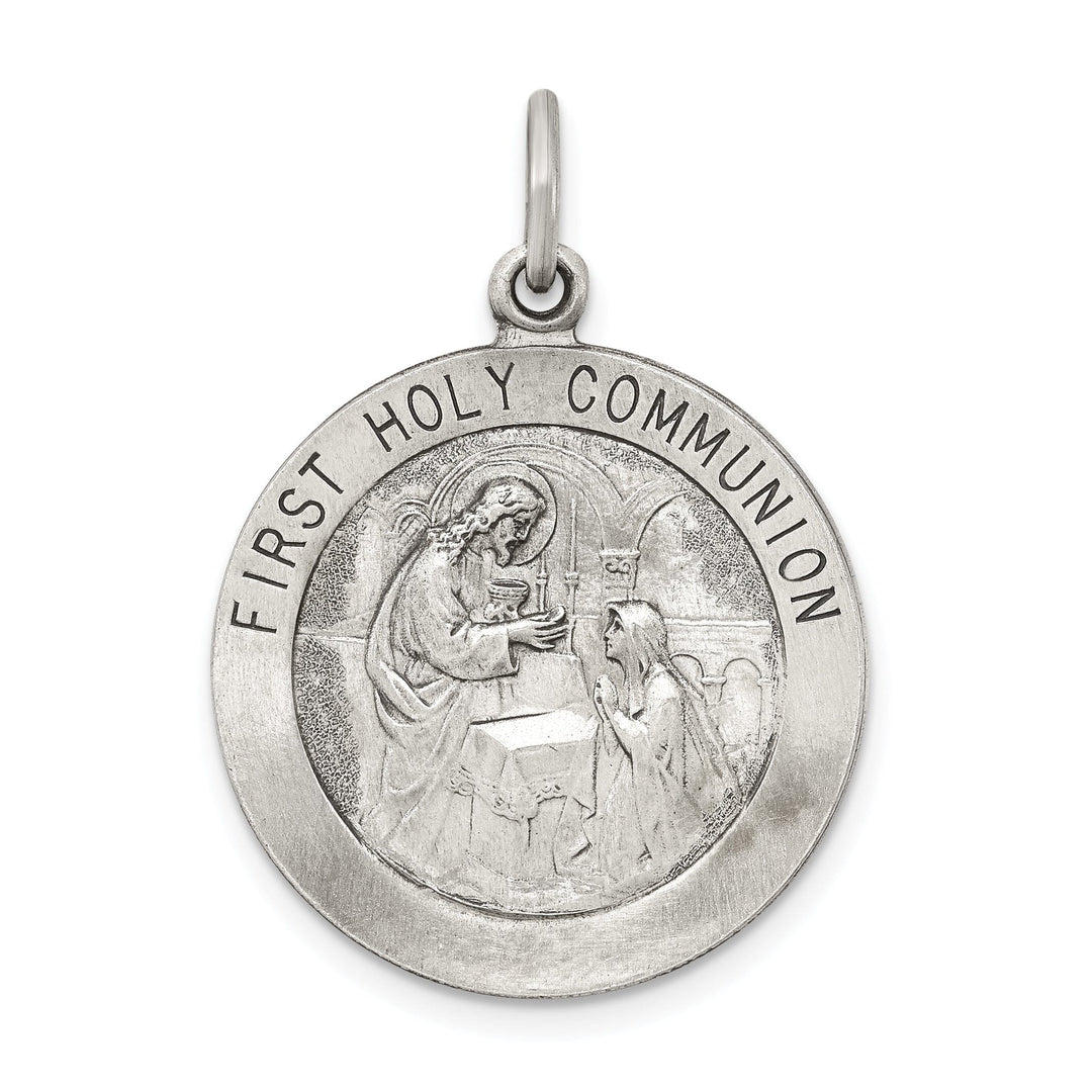 Silver Antiqued First Holy Communion Medal