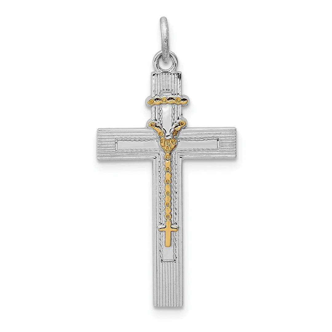 Silver Polish Vermeil Rosary Latin Cross Pendant