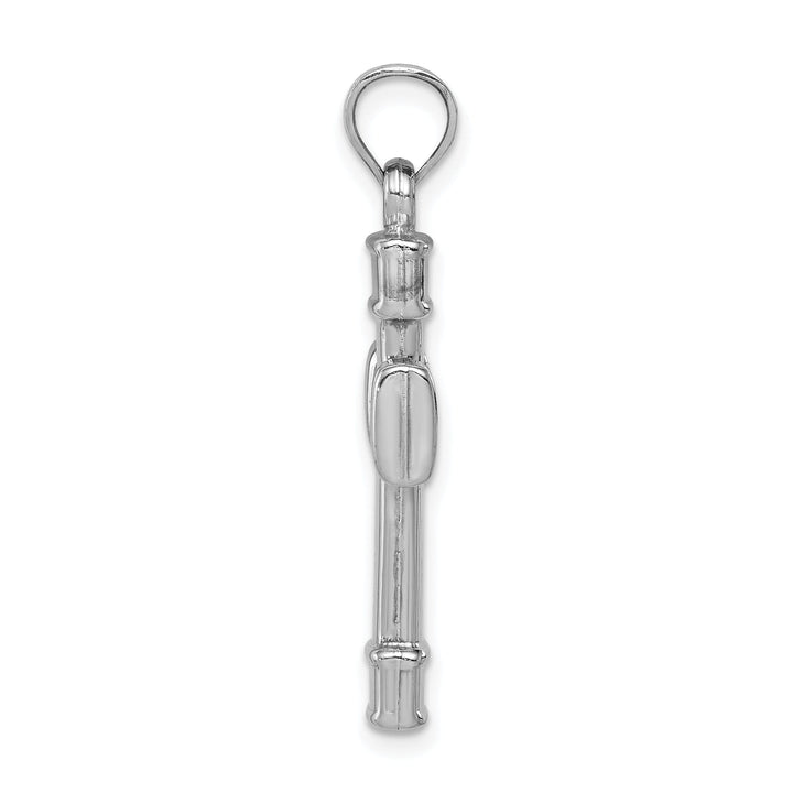 Silver Rhodium Polished 3-D Latin Cross Pendant