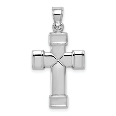 Silver Rhodium Polished 3-D Latin Cross Pendant at $ 13.17 only from Jewelryshopping.com