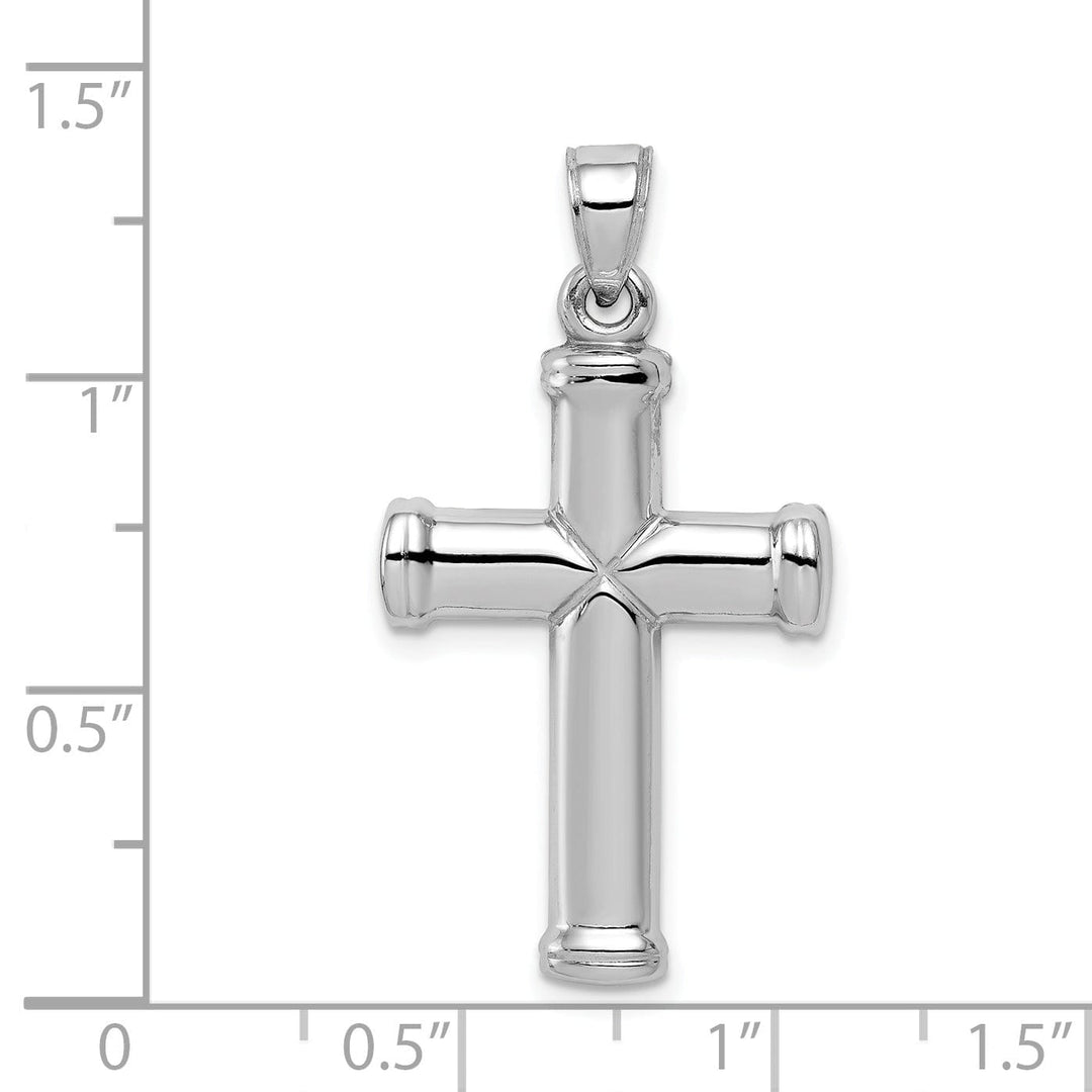 Silver Rhodium Polished 3-D Latin Cross Pendant