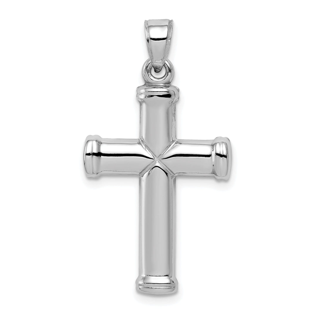 Silver Rhodium Polished 3-D Latin Cross Pendant