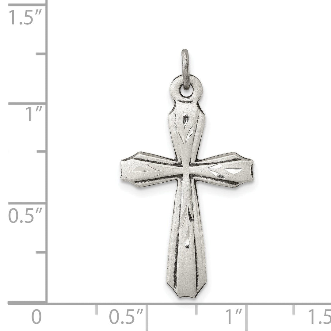 Silver D.C Satin Antiqued Finish Cross Pendant