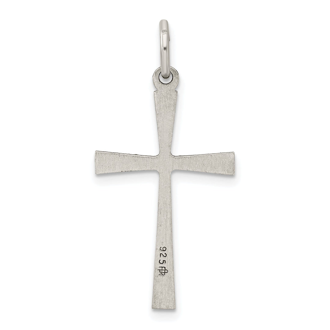 Silver Satin Textured Antiqued Cross Pendant