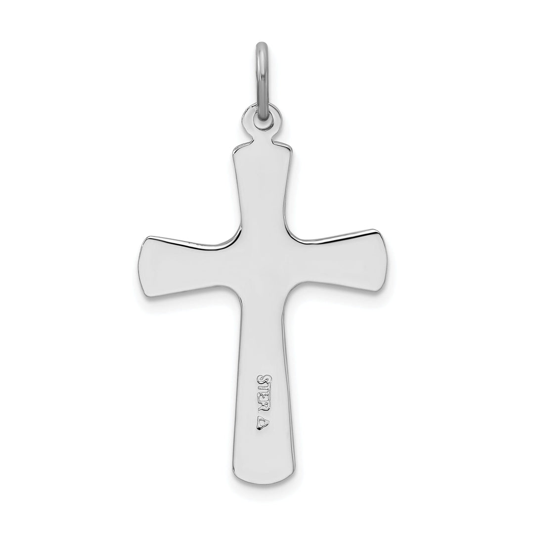 Sterling Silver Rhodium-plated Enamel Cross Pendant