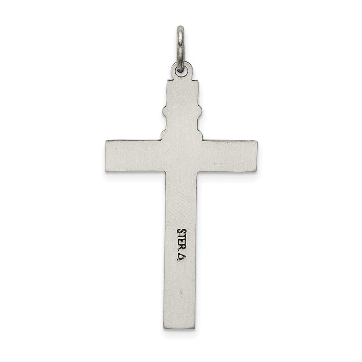 Silver Satin Antique Rosary Latin Cross Pendant